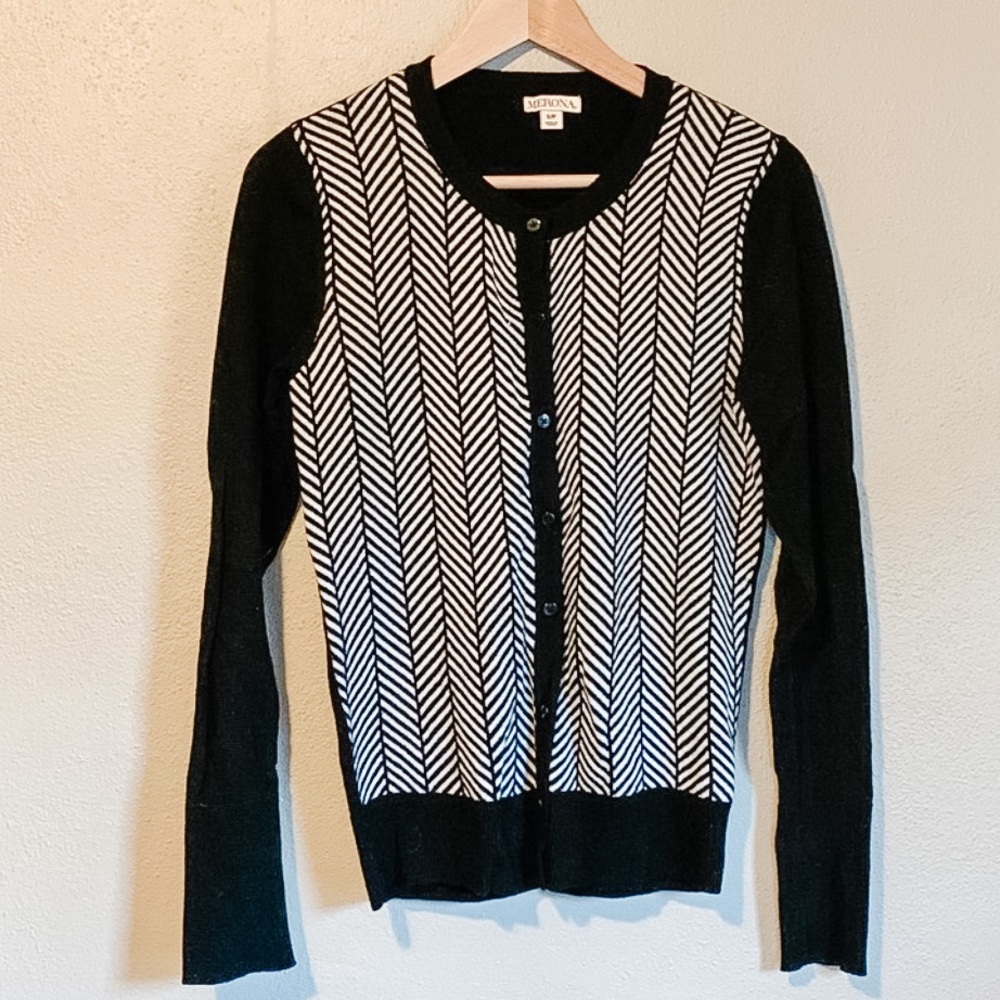 Merona Black & White Chevron Cardigan